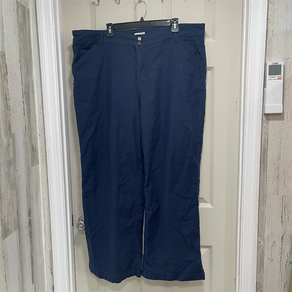 Wonderly Pants Womens Size 20W Navy Blue High Rise Wide Leg Stretch